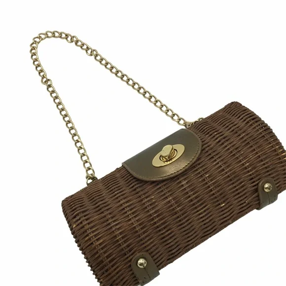 Wicker Metallic Bronze Turn Key Clutch Bag - Picture 8 of 8